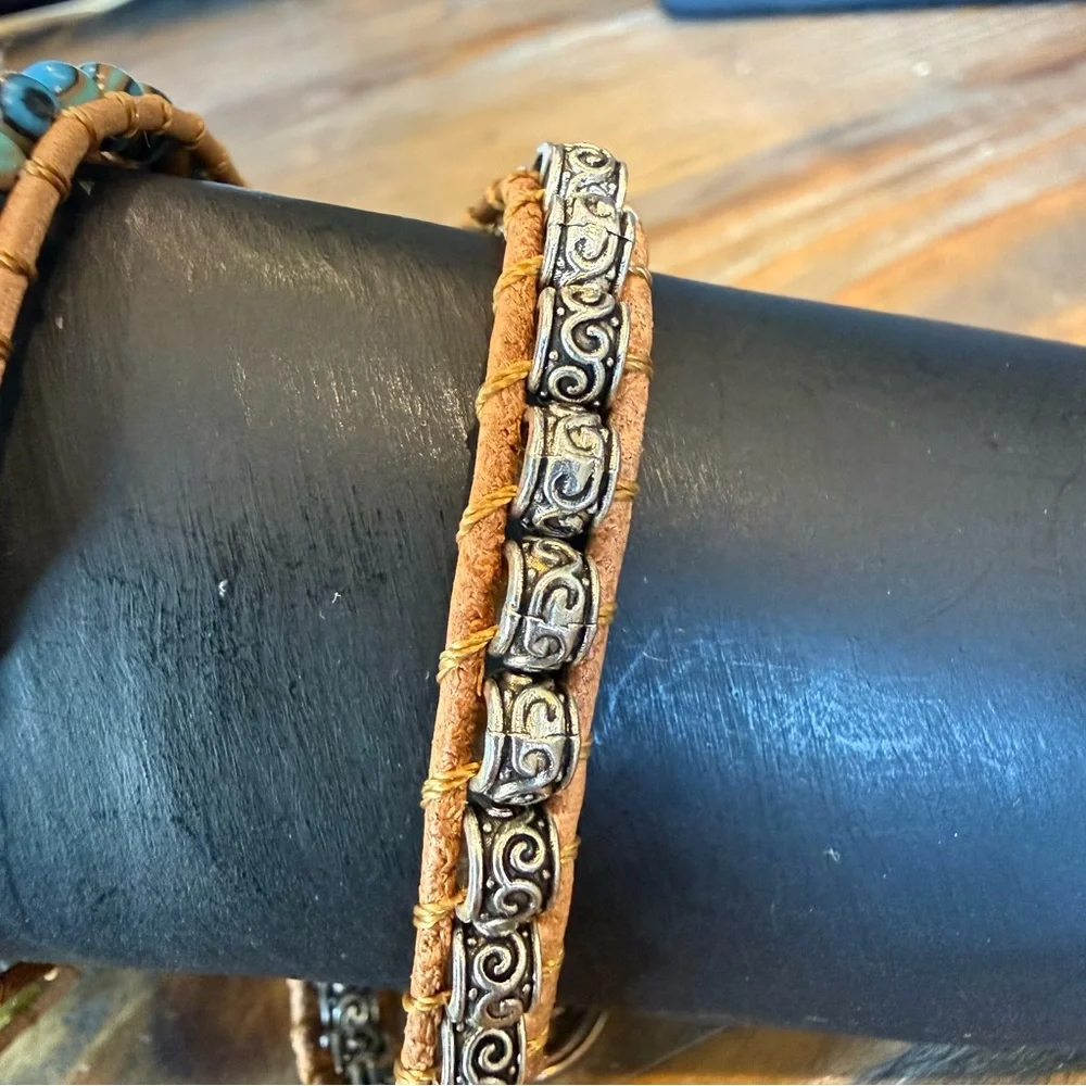 Cape Diablo Ocean Jasper Wrap Leather & Stone Bracelet